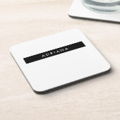 Schlicht Schwarz-weißer Beruflicher Minimalistisch Getränkeuntersetzer (Linke Seite)