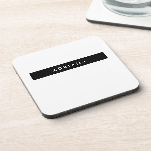 Schlicht Schwarz-weißer Beruflicher Minimalistisch Getränkeuntersetzer (Linke Seite)
