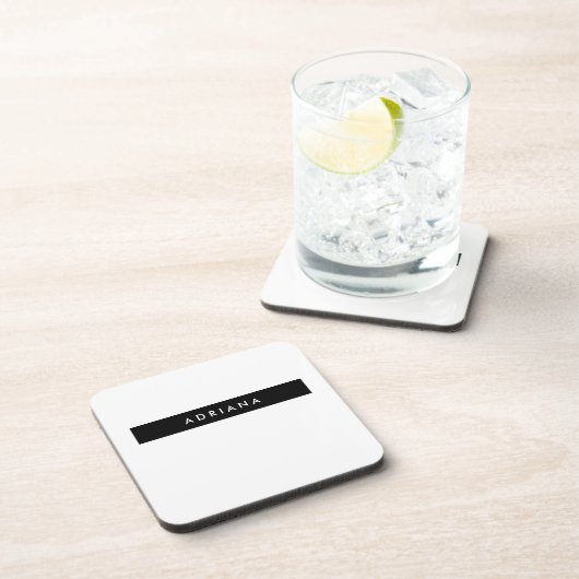 Schlicht Schwarz-weißer Beruflicher Minimalistisch Getränkeuntersetzer (Rechte Seite)