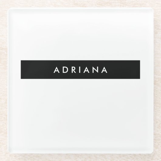 Schlicht Schwarz-weißer Beruflicher Minimalistisch Glasuntersetzer (Vorderseite)