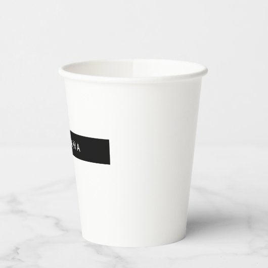 Schlicht Schwarz-weißer Beruflicher Minimalistisch Pappbecher (Links)