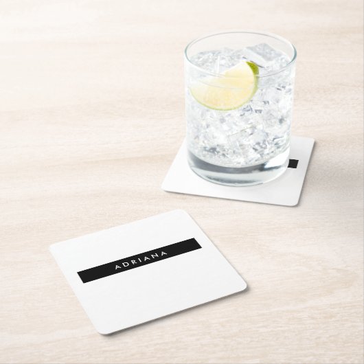 Schlicht Schwarz-weißer Beruflicher Minimalistisch Rechteckiger Pappuntersetzer (Vor Ort)