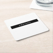 Schlicht Schwarz-weißer Beruflicher Minimalistisch Rechteckiger Pappuntersetzer (angewinkelt)