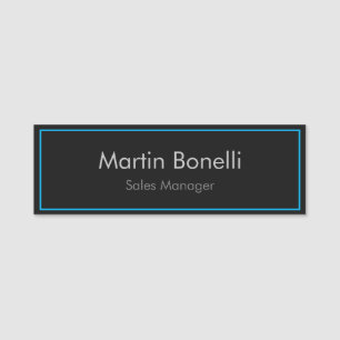 Schlicht Simple Black Blue Gray Modern Pro Namensschild