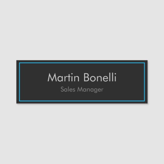 Schlicht Simple Black Blue Gray Modern Pro Namensschild (Vorderseite)