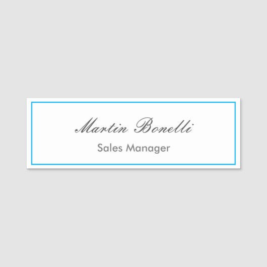 Schlicht Simple Black Blue Modern Pro Namensschild (Vorderseite)