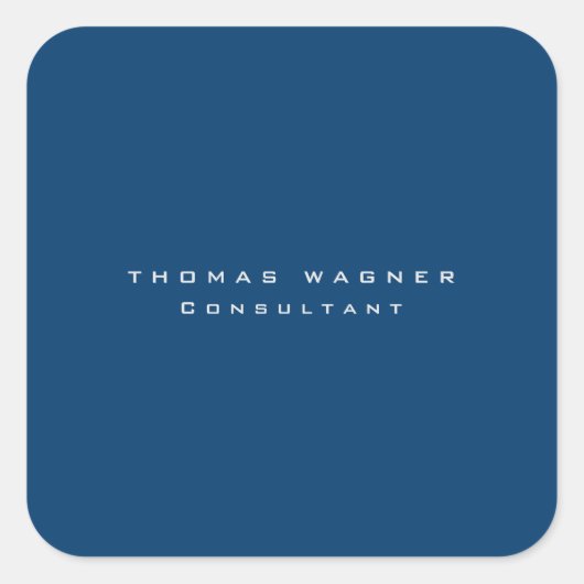 Schlicht Simple Blue Trendy Minimalistisch Quadratischer Aufkleber (Vorderseite)