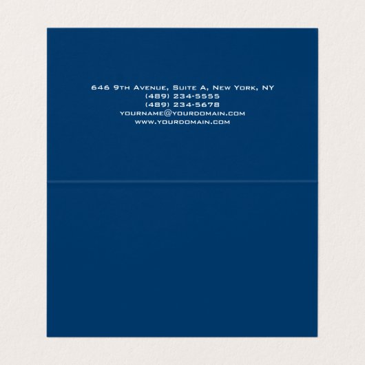 Schlicht Simple Blue Trendy Minimalistisch Visitenkarten (Innenseite Aufgefaltet)
