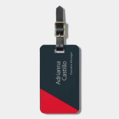 Schlicht Simple Red Gray Minimalistisch Gepäckanhänger (Vorderseite vertikal)