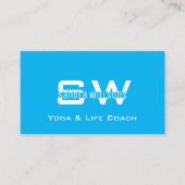 Schlicht Sky Blue Modern Einfach mit Monogram Visitenkarte (Vorderseite)