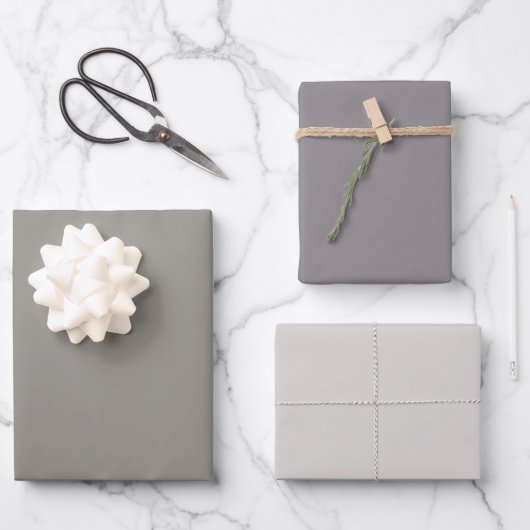 Schlicht Stone Taupe Timberwolf Gray Shades 3 Tone Geschenkpapier Set (Vorderseite)