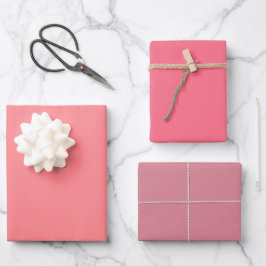 Schlicht Tulip Watermelon Rosa Farbtöne 3 Töne Geschenkpapier Set