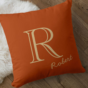 Schlicht und einfach Mit Monogramm - Burnt Orange Kissen