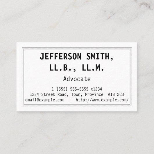 Schlicht- und Low-Key-Advocate-Visitenkarte Visitenkarte (Vorderseite)