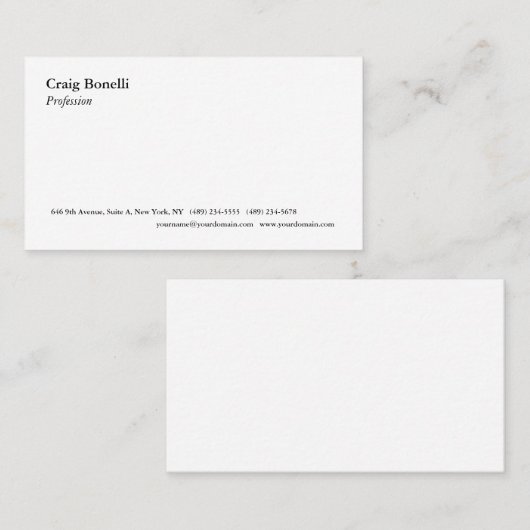 Schlicht-weiß-Minimalistisch-modern Beruflich Visitenkarte (Vorne/Hinten)