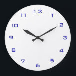 Schlicht Weiß und Blau> Schlichte Küchenuhren Große Wanduhr<br><div class="desc">Eine Schlichte Küchenuhr mit weißen Ziffern. Moderne gotische Zahlen geben dieser minimalistischen Uhr ein originelles Aussehen. Bitte kontaktieren Sie orientcourt unter zazzle.com ,  wenn Sie möchten,  dass wir eine Uhr für Sie entwerfen.</div>
