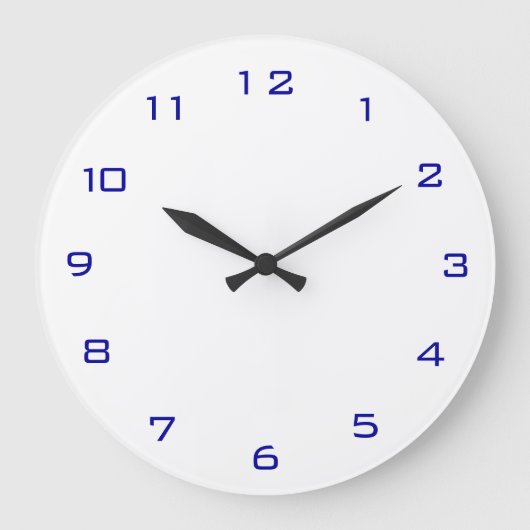 Schlicht Weiß und Blau> Schlichte Küchenuhren Große Wanduhr (Vorderseite)