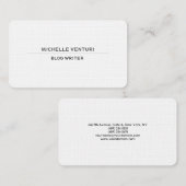 Schlicht White Simple Beruflich Blog Writer Web Visitenkarte (Vorne/Hinten)