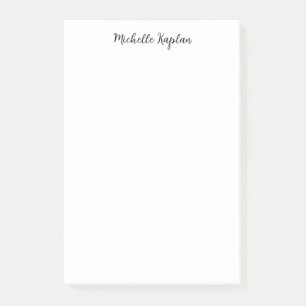 Schlicht-White Simple Modern Name Edit Calligraphy Post-it Klebezettel