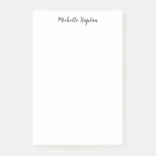 Schlicht-White Simple Modern Name Edit Calligraphy Post-it Klebezettel (Vorderseite)