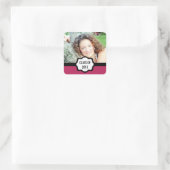 Schlichte Abschluss-Sticker, Fuchsia Quadratischer Aufkleber (Tasche)
