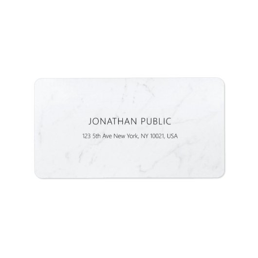 Schlichte Adresse aus modernem, weißem Marmor Adressaufkleber (Vorne)