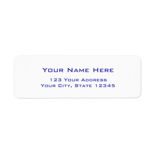 Schlichte Adressetiketten mit blauen Buchstaben (Vorne)