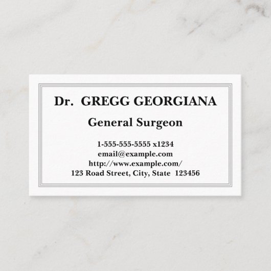 Schlichte Allgemeine Visitenkarte für Chirurgen (Vorderseite)