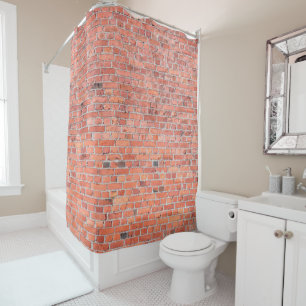 Schlichte Alte orangefarbene Mauer Duschvorhang