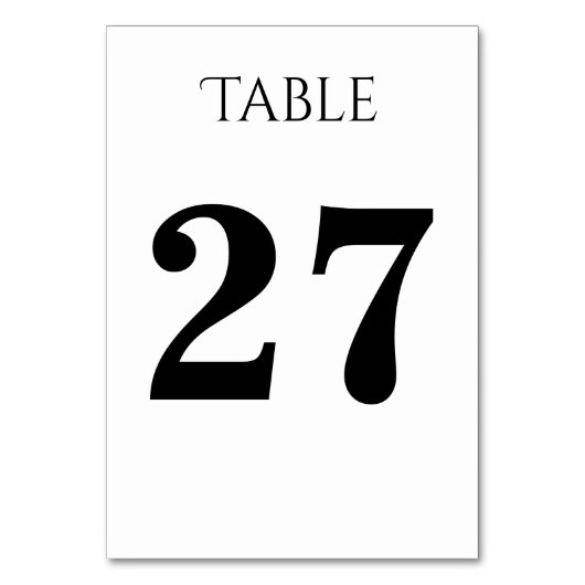 Schlichte, anpassbare Tischkarte Tischnummer (Rückseite)