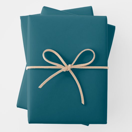Schlichte aquamarine Pfau in fester Farbe Geschenkpapier Set (Beispiel)