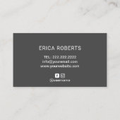 Schlichte Berglogo-Typografie Dunkelgrau Visitenkarte (Rückseite)