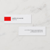 Schlichte Beruflich-Red-White-Slide-Visitenkarte Mini Visitenkarte (Vorne/Hinten)