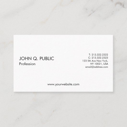 Schlichte Berufliche Minimalistin Visitenkarte (Vorderseite)