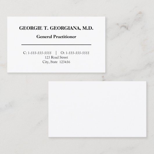 Schlichte Berufliche Visitenkarte (Vorne/Hinten)