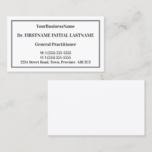 Schlichte Berufliche Visitenkarte (Vorne/Hinten)