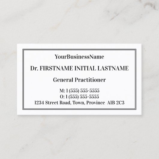 Schlichte Berufliche Visitenkarte (Vorderseite)