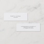 Schlichte Berufliche White Mini Business Card Visitenkarte (Vorne/Hinten)