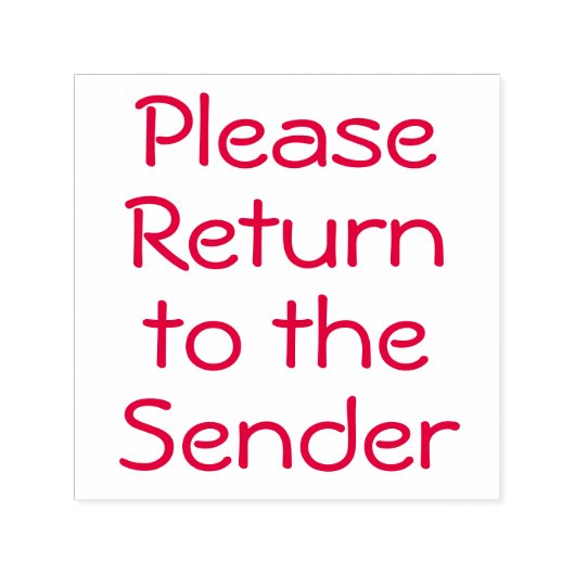 Schlichte "Bitte zurück zum Sender" Gummi-Briefmar Permastempel (Design)