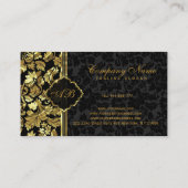 Schlichte Black and Gold Damaskus Visitenkarte (Rückseite)