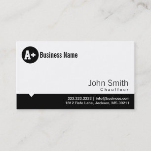 Schlichte Black Dot Chauffeur Business Card Visitenkarte