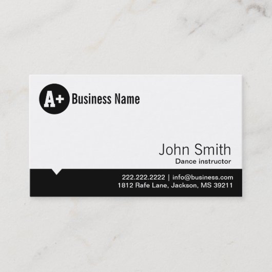 Schlichte Black Dot Dance Business Card Visitenkarte (Vorderseite)