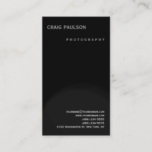 Schlichte Black Gray Fotografy Business Card Visitenkarte