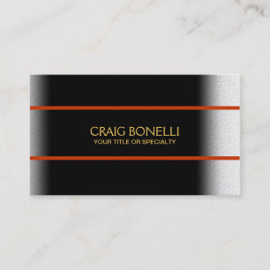 Schlichte Black Gray Orange Gold Business Card Visitenkarte