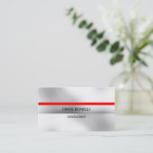 Schlichte Black Gray Red White Strip Visitenkarte (Stehend Vorderseite)