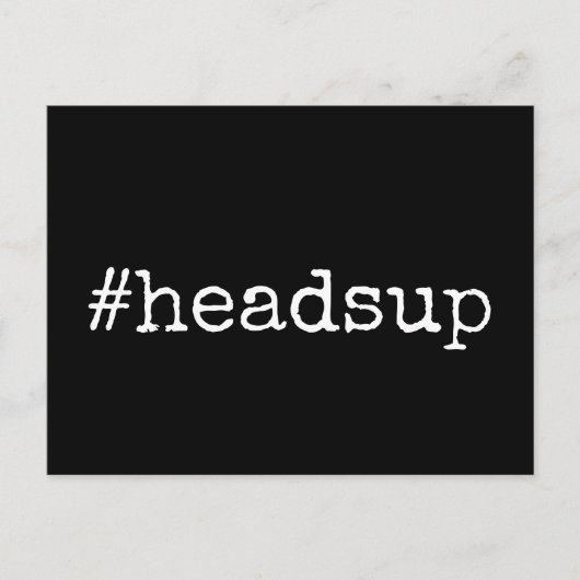 Schlichte Black Hashtag Headsup Postkarte (Vorderseite)