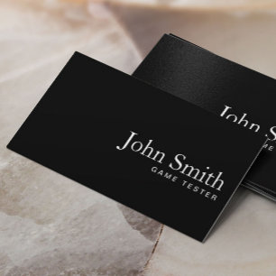 Schlichte Black QR Code Game Testing Business Card Visitenkarte