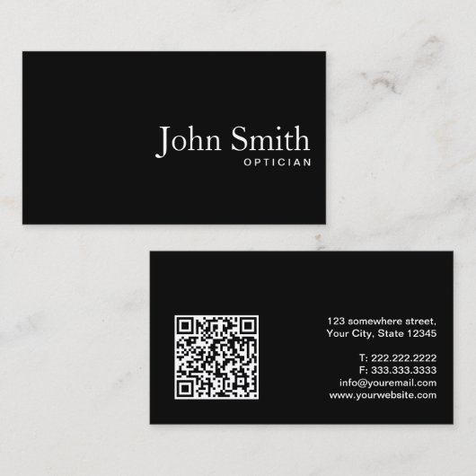 Schlichte Black QR Code Optimizer-Visitenkarte Visitenkarte (Vorne/Hinten)