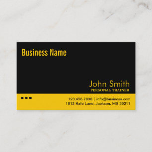 Schlichte Black & Yellow Trainer Business Card Visitenkarte