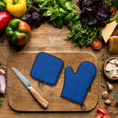 Schlichte blaue Farbe Ofenhandschuh & Topflappen-Set